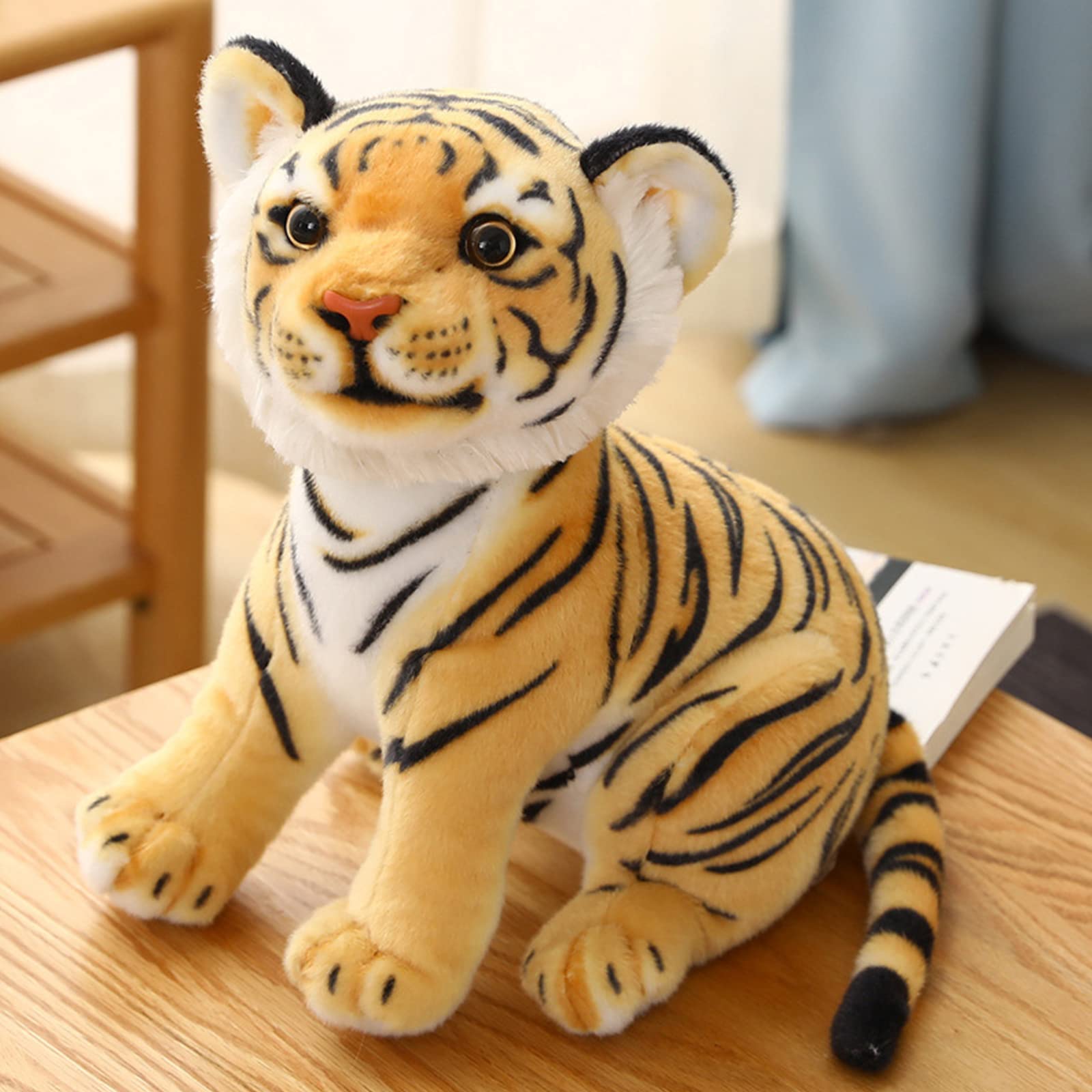 Tickles Siberian Jungle Tiger Soft Stuffed Animal Plush Toy for Kids Birthday Gifts Car (Color: Yellow & Black Size: 35 Cm)