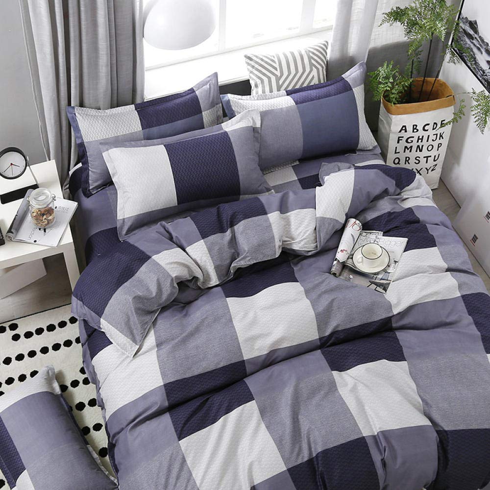 Cactuso Single Duvet Cover Set White,Cartoon Double, Breathable Bedding, Low-Variation, Anti-Wrinkle, Dark Pocket-Qinghu Blue_200 * 230cm (79 * 91 Inches) 4pcs