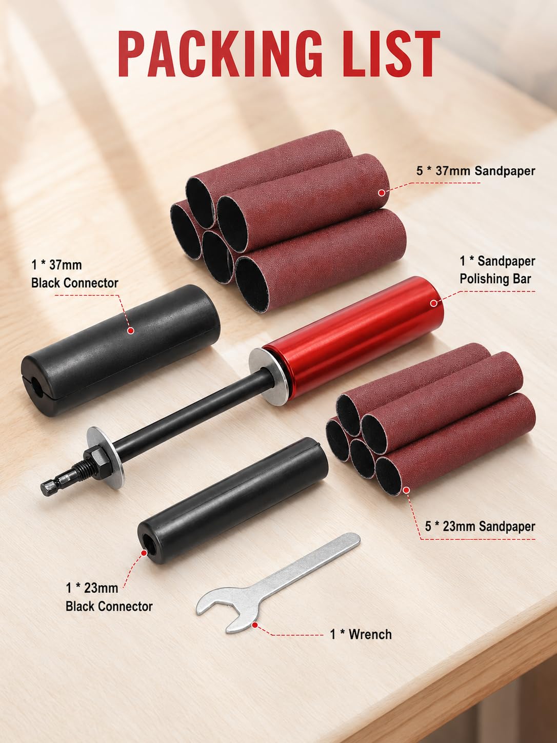 Kit de Mandrin de Ponçage de Perceuse 3/8 Pouces | Adaptateur de Ponceuse à Broche, Tambour de Ponçage en Caoutchouc à Main, pour Bois, Métal