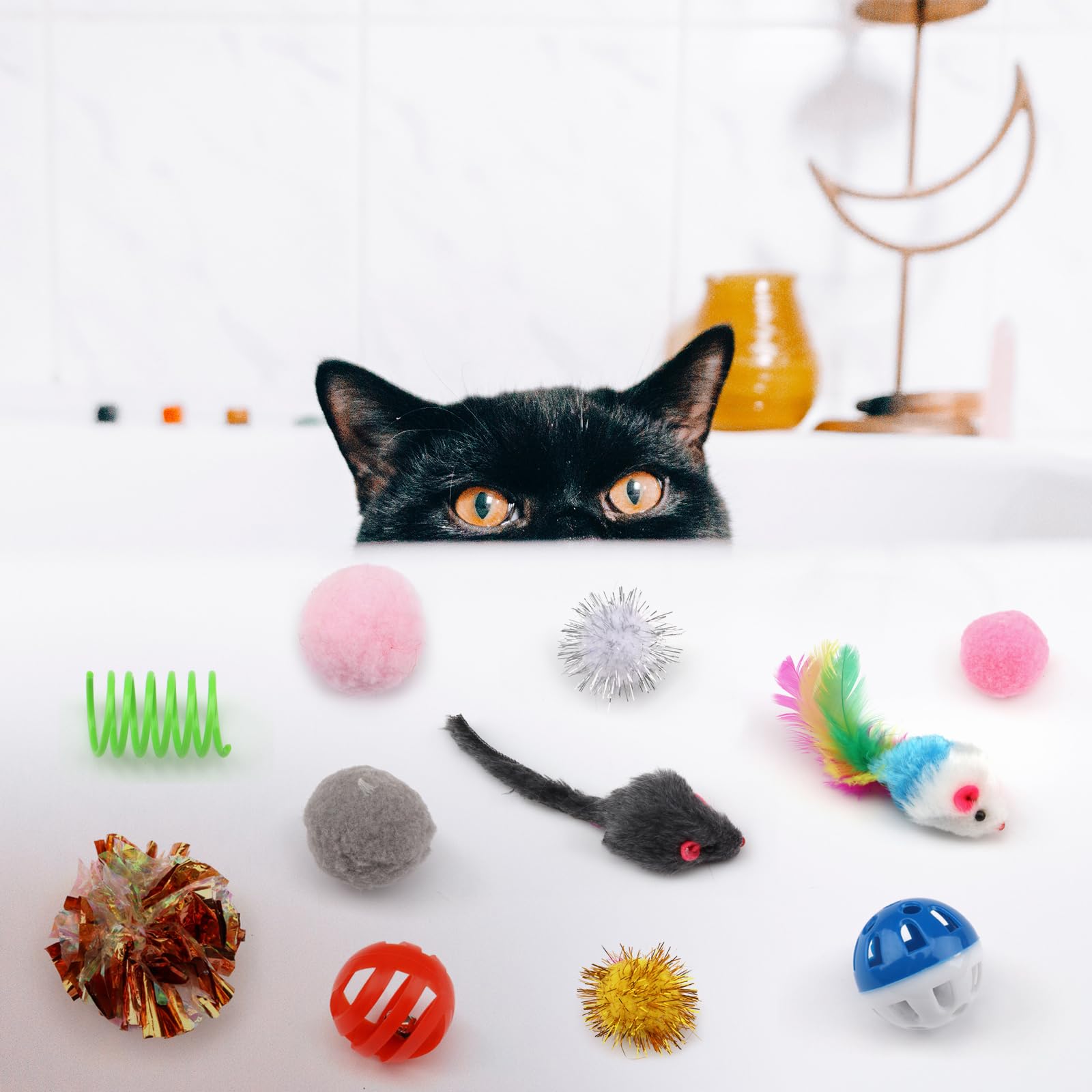 12 Topini Finti Con Catnip E Campanelli - Giocattoli Interattivi Per Gatti - Arcobaleno Di Colori