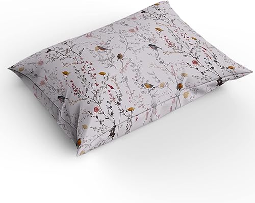 Miniatura 2 de Juego de funda de edredón tamaño Queen diseño de pájaros de flores funda de edredón de microfibra suave lavada con lazoscremallera arte vintage