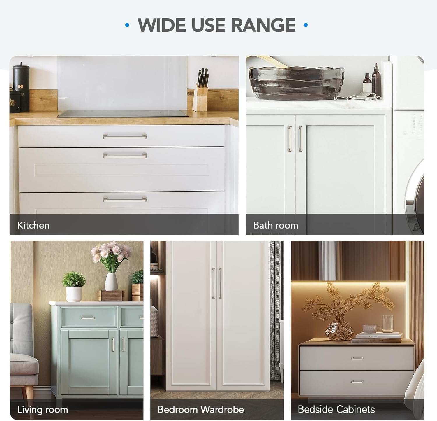 HOME EDIT 30 Pack 3 Inch Brushed Nickel Cabinet Handles Solid Zinc Alloy Pulls for Kitchen Cupboard & Drawer Hardware