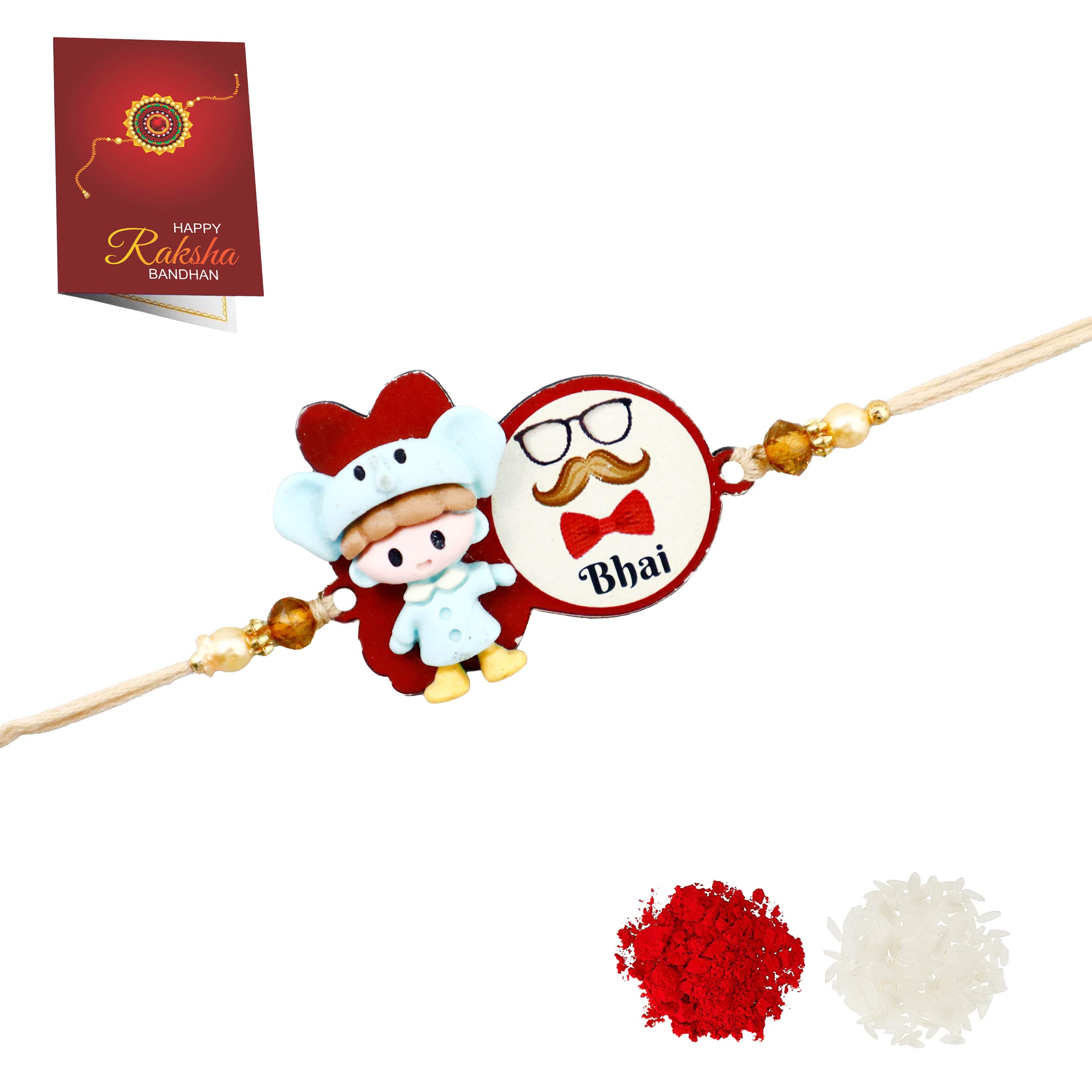 Blessing Decor Premium Kids Rakhi | Bracelet Kids Rakhi | Raksha Bandhan Rakhi Elegant Handmade Colorful With Roli Chawal With Greeting Card for Bro/Brother/Bhaiya/Bhai