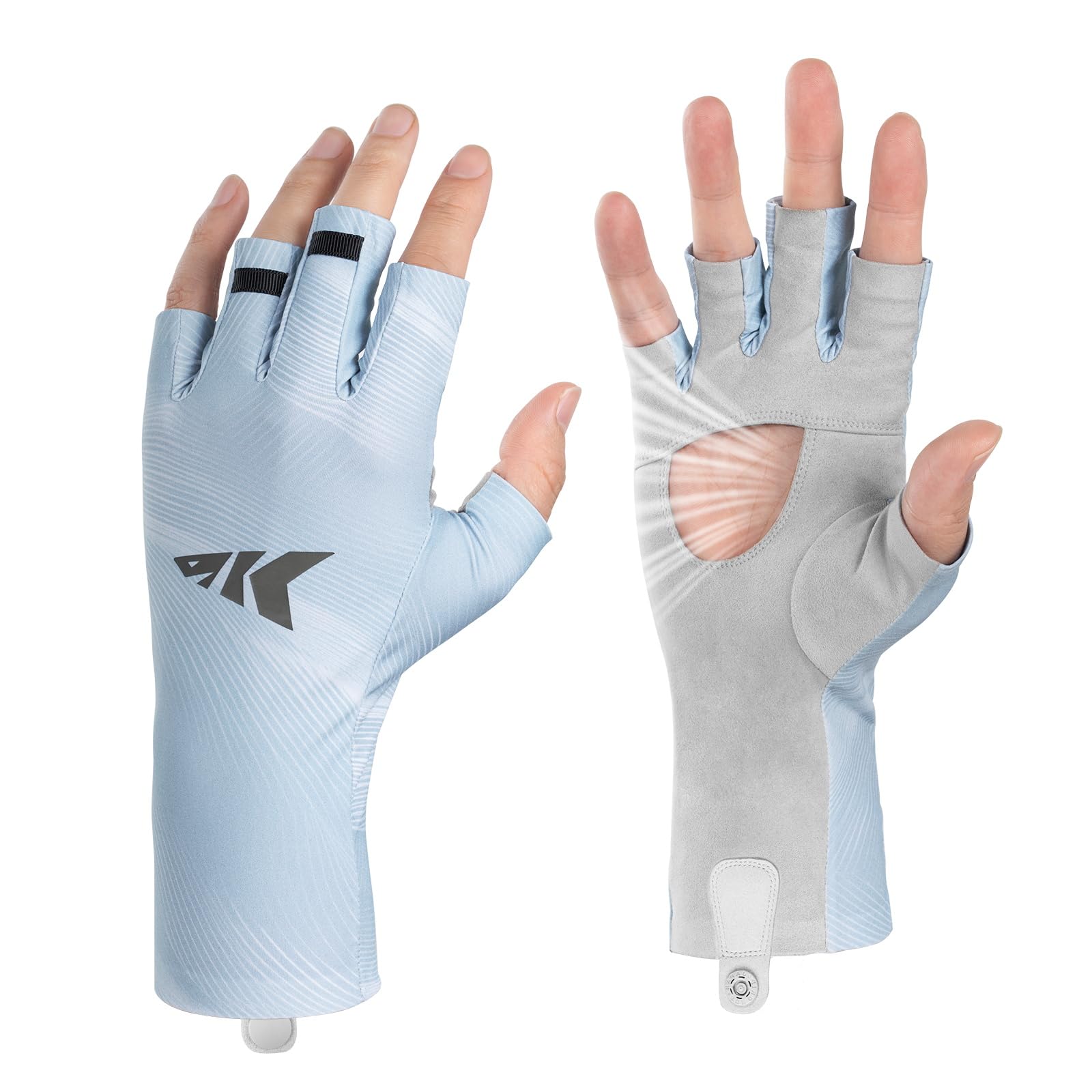 KastKing Ultimate Angler Fingerless SPF Sun Gloves, UPF50+ Sun Protection Fishing Gloves, Hydrocool® Technology, Open Palm Design, Extended Cuff UV