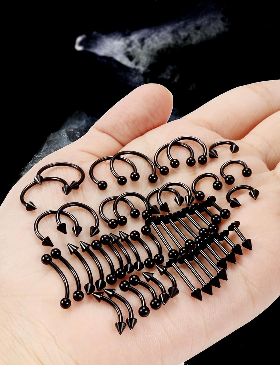 16G 20G Horseshoe Septum Nose Lip Rings Surgical Steel Tragus Forward Helix Conch Rook Daith Snug Cartilage Earring Medusa Vertical Labret Snake Bite Monroe Lip Piercing Jewelry for Women Men - Image 7