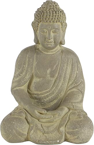 Miniatura 9 de Deco 79 Escultura decorativa de Buda de cerámica meditando para decoración del hogar con tallas grabadas y detalles en relieve, figura de acento de