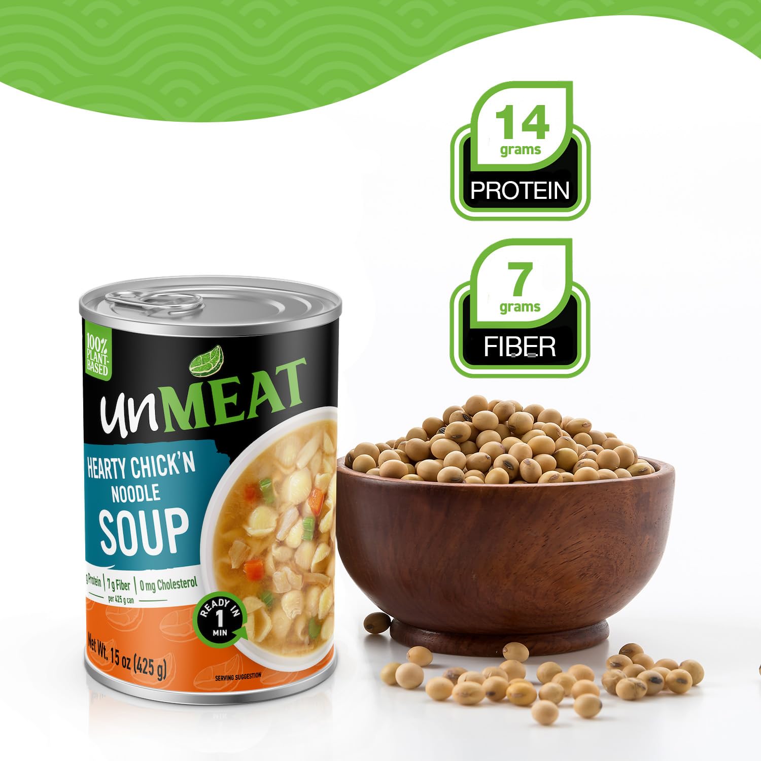 unMEAT Hearty Chick’n Noodle Plant-Based Soup, 15oz Can – Non-GMO, Vegan, High Protein, Ready to Eat, Comfort Food, 100% Plant-Based Healthy Soup (Pack of 12)