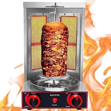 Shawarma Machine Doner Kebab Grill Gyro Rotisserie Propane Gas Vertical Broiler with Stainless Steel Body for Restaurant Dinner Home Kitchen,Gas