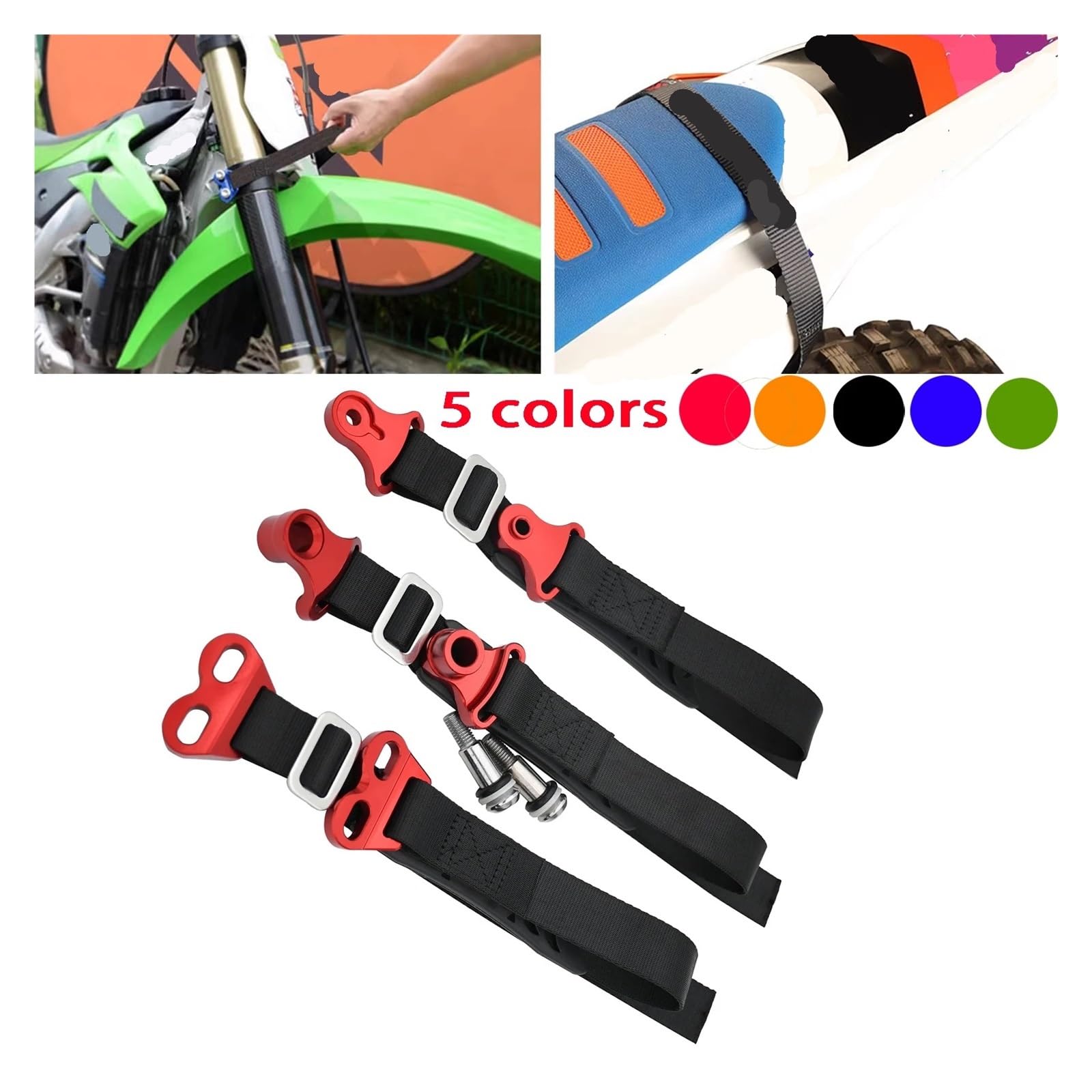 Kickstands Jiffy Stands - Correa de tracción de rescate compatible con CRF YZ KX EXC SX Road Motocross Enduro (trasero A naranja)