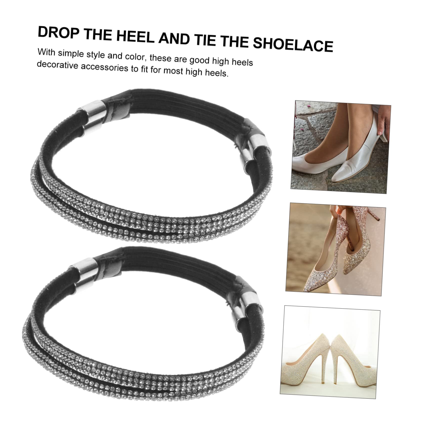 COLLBATH Elegant Lace up High Heels for Women Anti-slip Shoe Straps Replacement Shoelaces Elastic Heel Straps