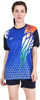 TRIZON Women's Round Neck Half Sleeves Gym Sports T-Shirt with Short | Kabaddi Kit | Kabaddi Jersey | Kabbadi Dress | Gym ... Price In India