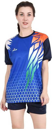 TRIZON Women's Round Neck Half Sleeves Gym Sports T-Shirt with Short | Kabaddi Kit | Kabaddi Jersey | Kabbadi Dress | Gym ...
