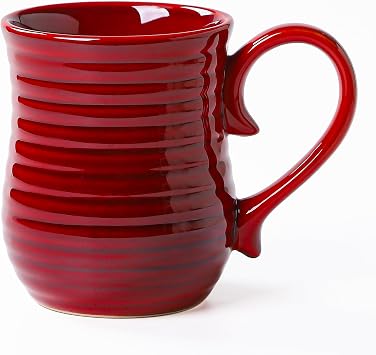 21 oz Large Ceramic Coffee Mugs, Handmade Tea Cup for Office and Home | Handmade Cup with Large Handle, For Men and Women, Premium Ceramic, Microwave and Dishwasher Safe, Good Gift, Red