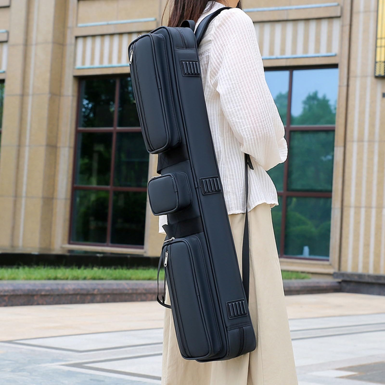 Harilla Tragbar Billard-Queue-Tasche Belastbar, Queue-Tasche mit Reißverschlusstaschen, strukturiert, für Billardhalle, Billardspieler