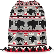 Erosebridal Boho Aztec Drawstring Backpack,Southwestern Drawstring Bags 13X15.7,Western Ethnic Draw String Back Bag For Sport Gym,Tribe Cow Printed String Backpack,Rustic Farmhouse Cinch Bag