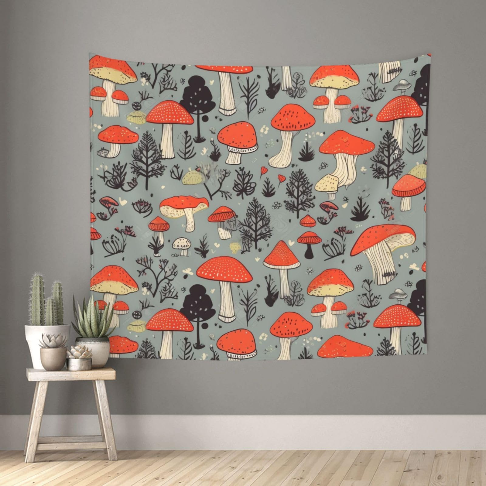 FodPand Mushroom Tapestry for Bedroom Aesthetic, Wall Hanging Tapestries Art Decor Backdrop Wall Tapestry for Dorm Living Room Funny Poster Party Banner Background 51" X 60"