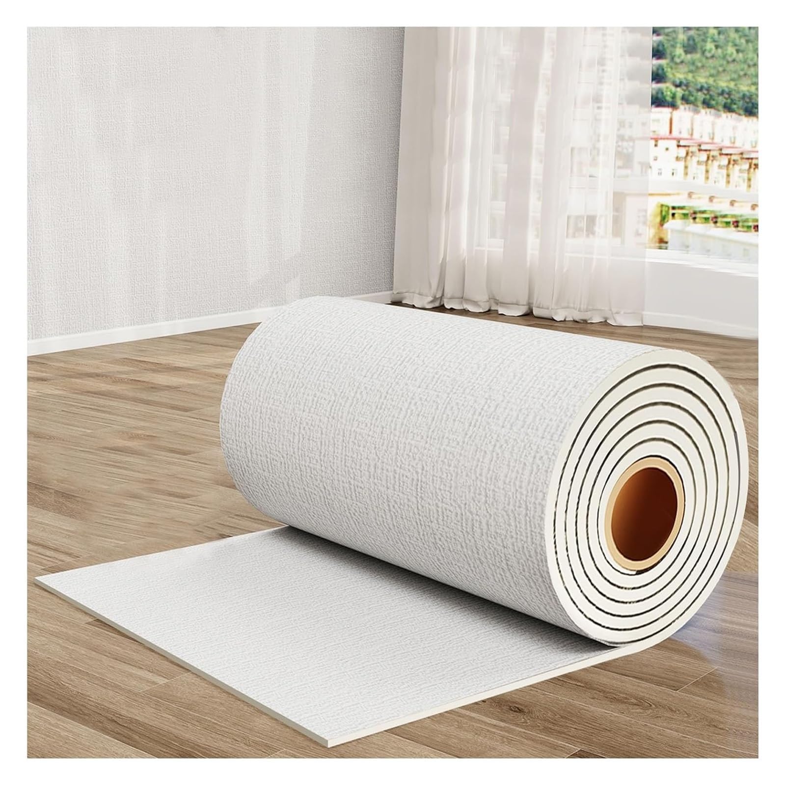 Este Panel Autoadhesivo para Pared, de 9 mm de Grosor, con Aislamiento térmico, Fabricado en IXPE, es Ideal para Paredes Irregulares o dañadas. Color Blanco, Mide 50 cm x 10 m.