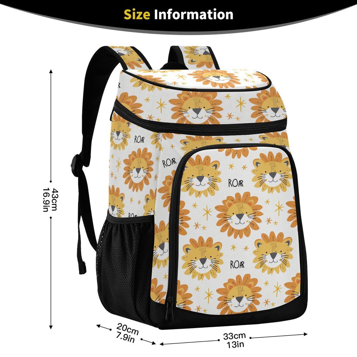 Cute Lions Cooler Backpack Leakproof Insulated Lunch Cooler Bag 30 Cans Camping Backpacks for Road Trip Picnic Beach