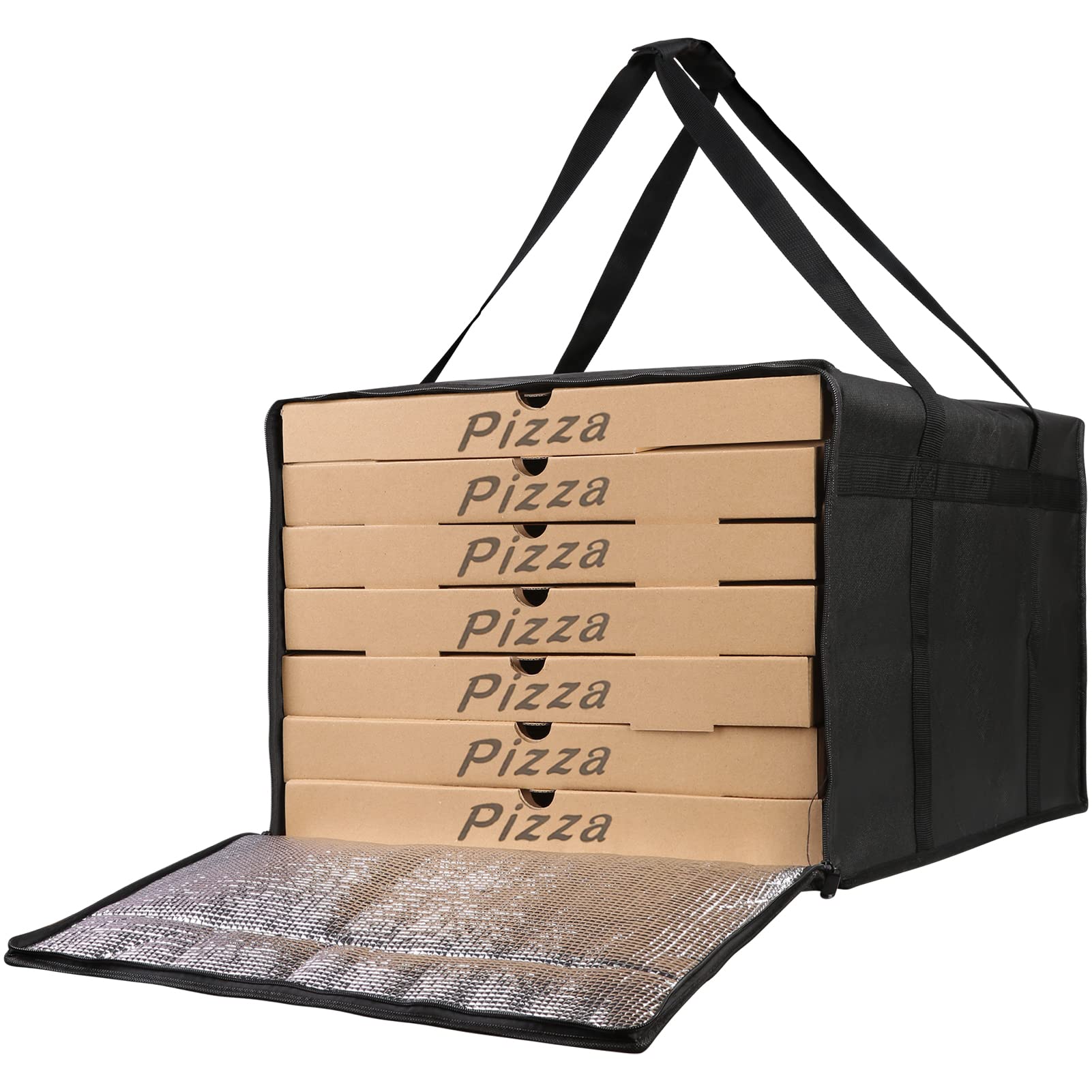 Bodaon Insulated Pizza Delivery Bags, 20" x 20" x 14" Insulated Food Delivery Bag for Uber Eats/Doordash, Black, 1-Pack