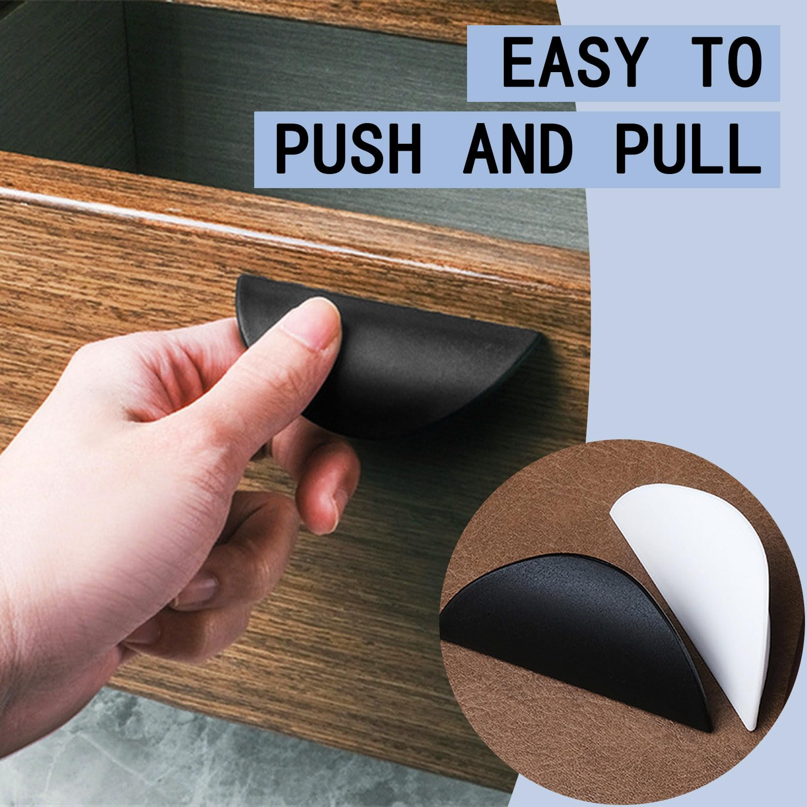 6 Maniglie Adesive Per Porte Scorrevoli - Bianco E Nero, Senza Fori, Per Mobili E Vetro - Foto 6