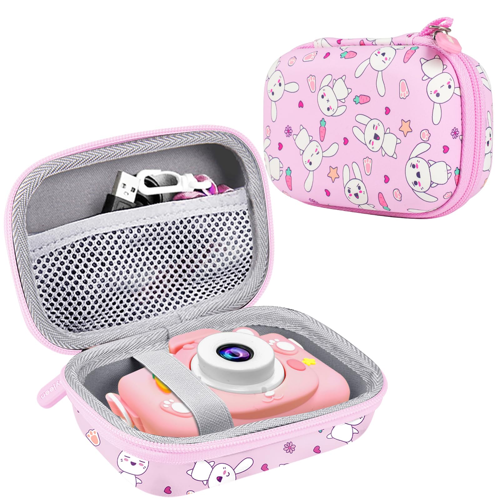 LeayjeenKids Camera Case Compatible with Goopow/Mgaolo/CIMELR/Seckton/OZMI/Dylanto Kids Camera Toys, Christmas Birthday Gifts for Girls for Girls Boys. (Case Only) Pink Rabbit