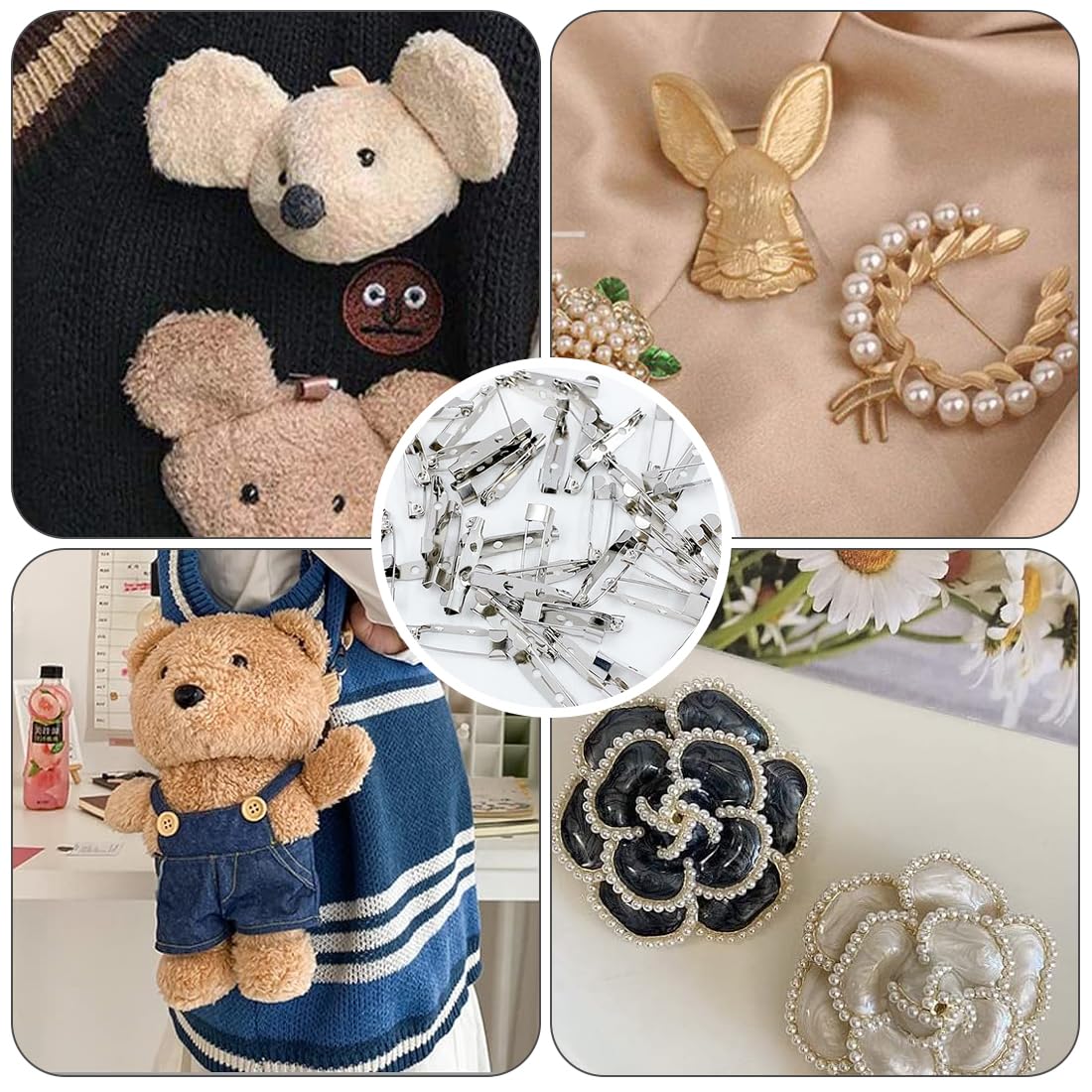 250 Épingles à Nourriture Argentées 20mm - Fermoirs Sécurité 2 Trous - Pour Bijoux DIY & Broderie