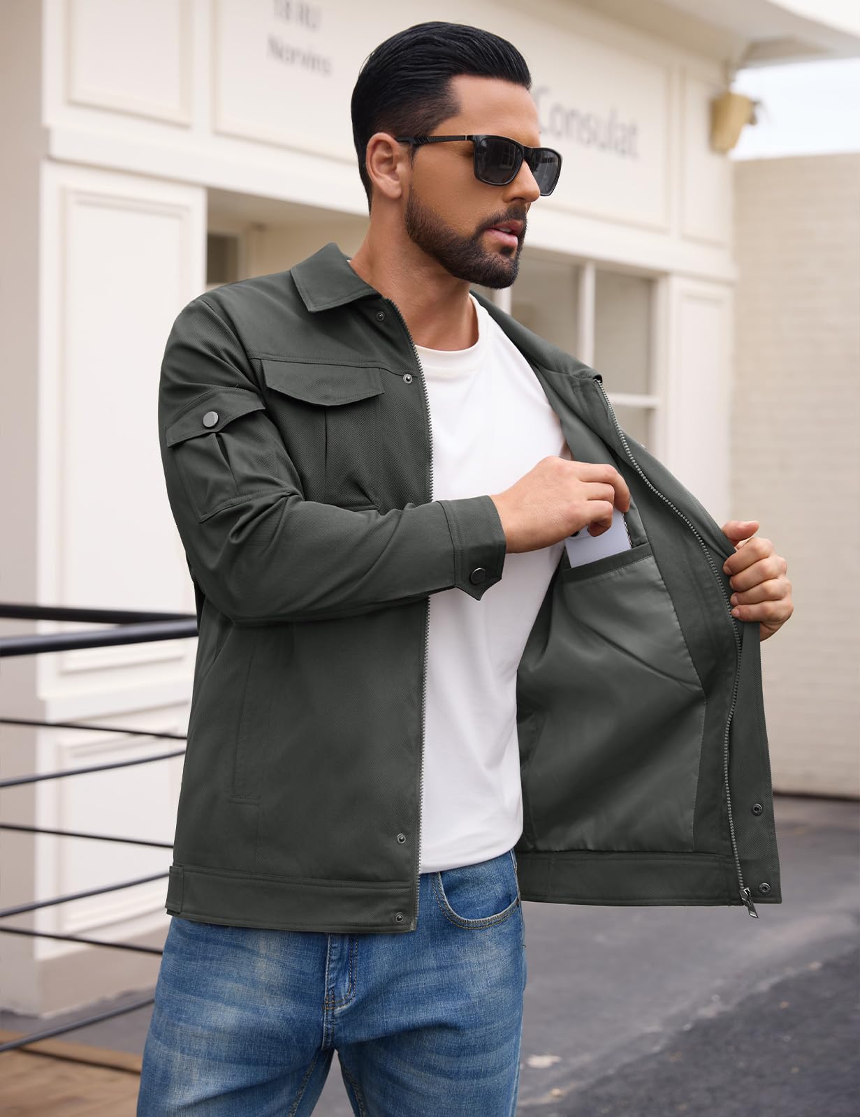 heekpek Vestes d'extérieur légères et imperméables pour homme, veste cargo de bûcheron pour la randonnée