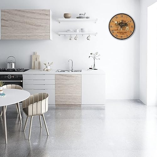 Miniatura 4 de Reloj de pared de alce rústico personalizado, reloj de pared rústico de cabaña de 15 pulgadas, reloj de pared rústico chic decorativo sin tictac,