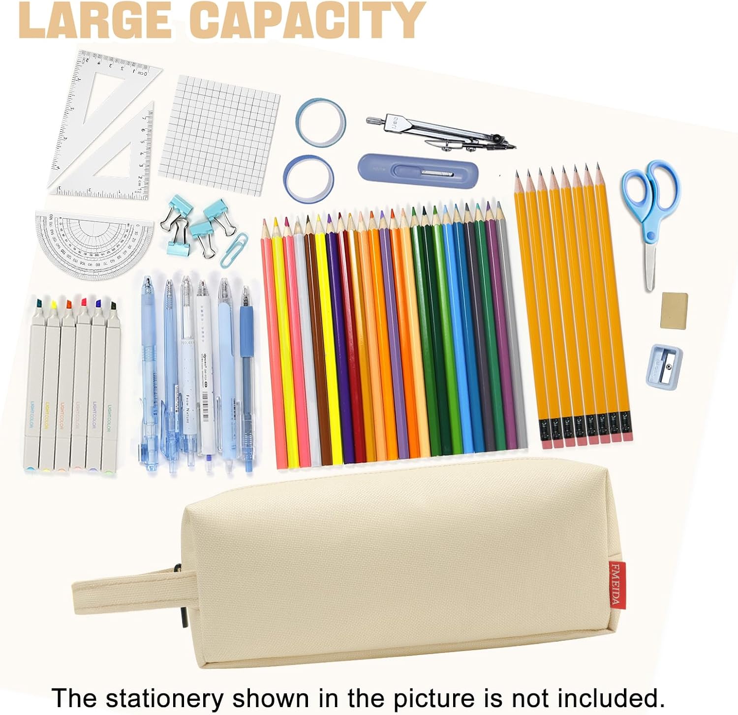 Fmeida Simple Pencil Case Pouch, Office Supplies Gift for Men Women image 3
