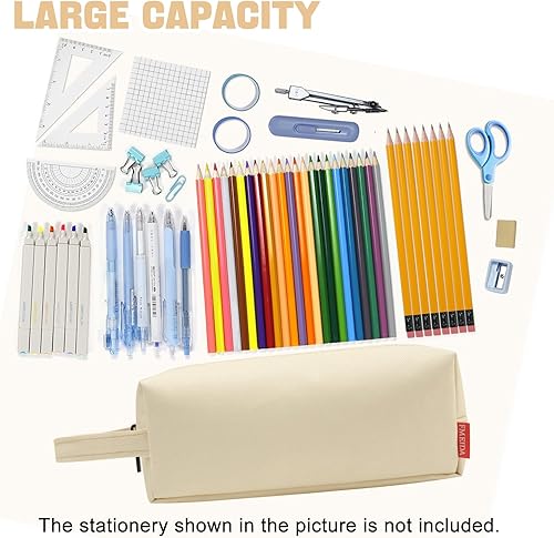 Miniatura 3 de Fmeida Estuche grande estético para lápices, bolsa de lápices amarilla, bolsa de lápices portátil, bolsa de almacenamiento para lápices simple,