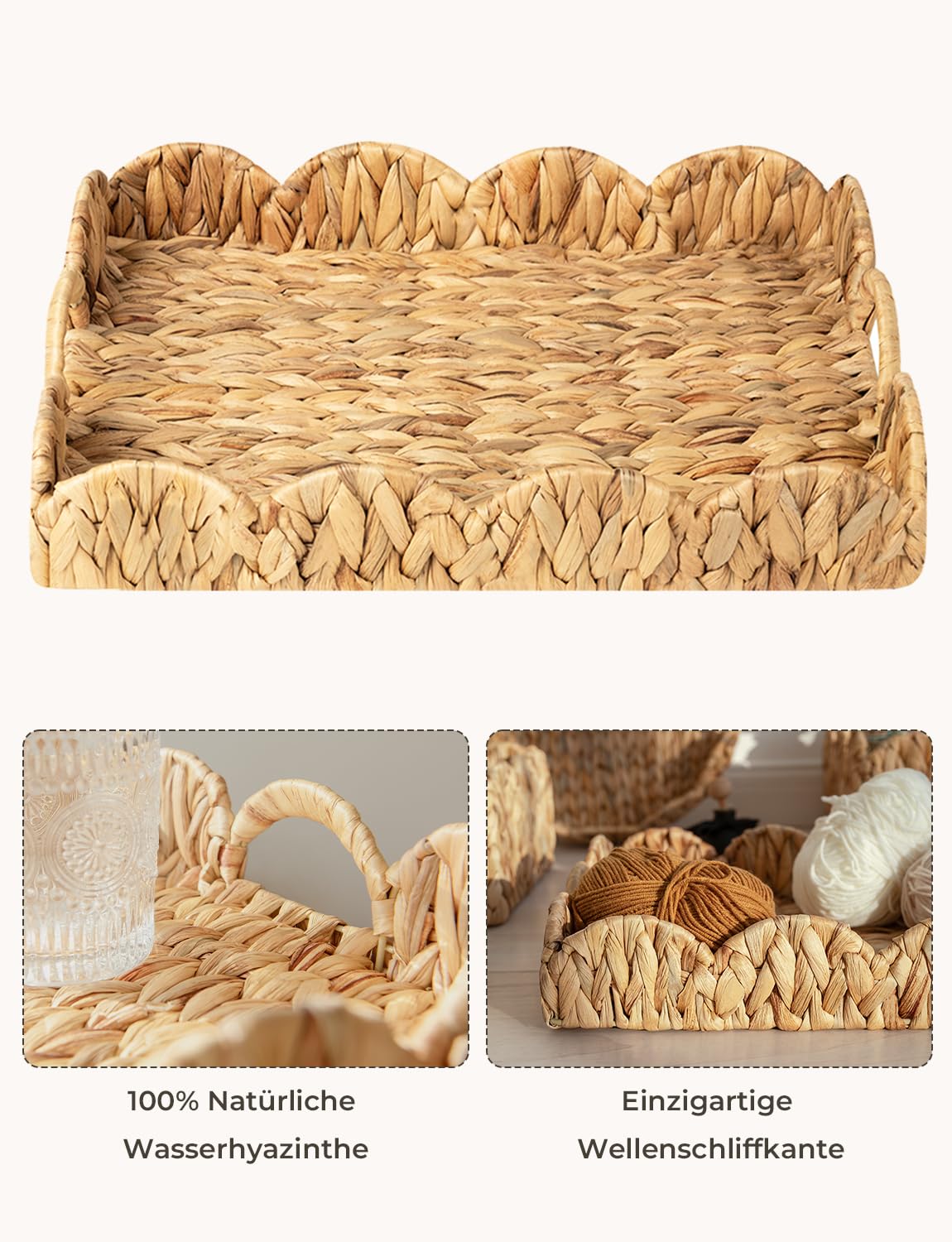 StorageWorks Plateau Rectangulaire En Osier Festonné, Plateaux De