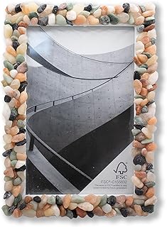 Generic Crushed Marble Pebble Rock Picture Frame, Natural Stone Wall Art...