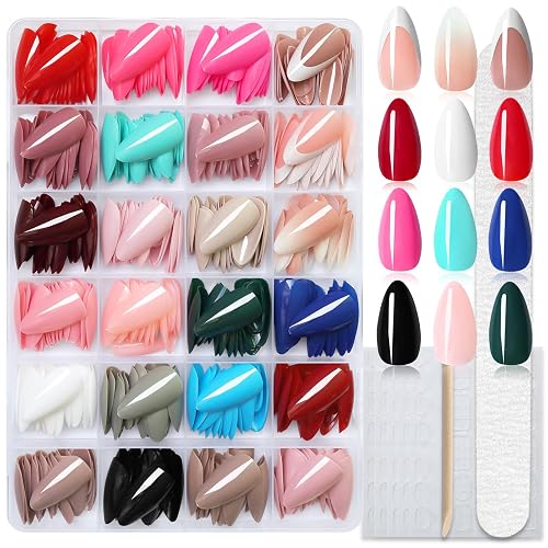 AddFavor Press on Nails Almond, 576PCS Almond Press on Nails