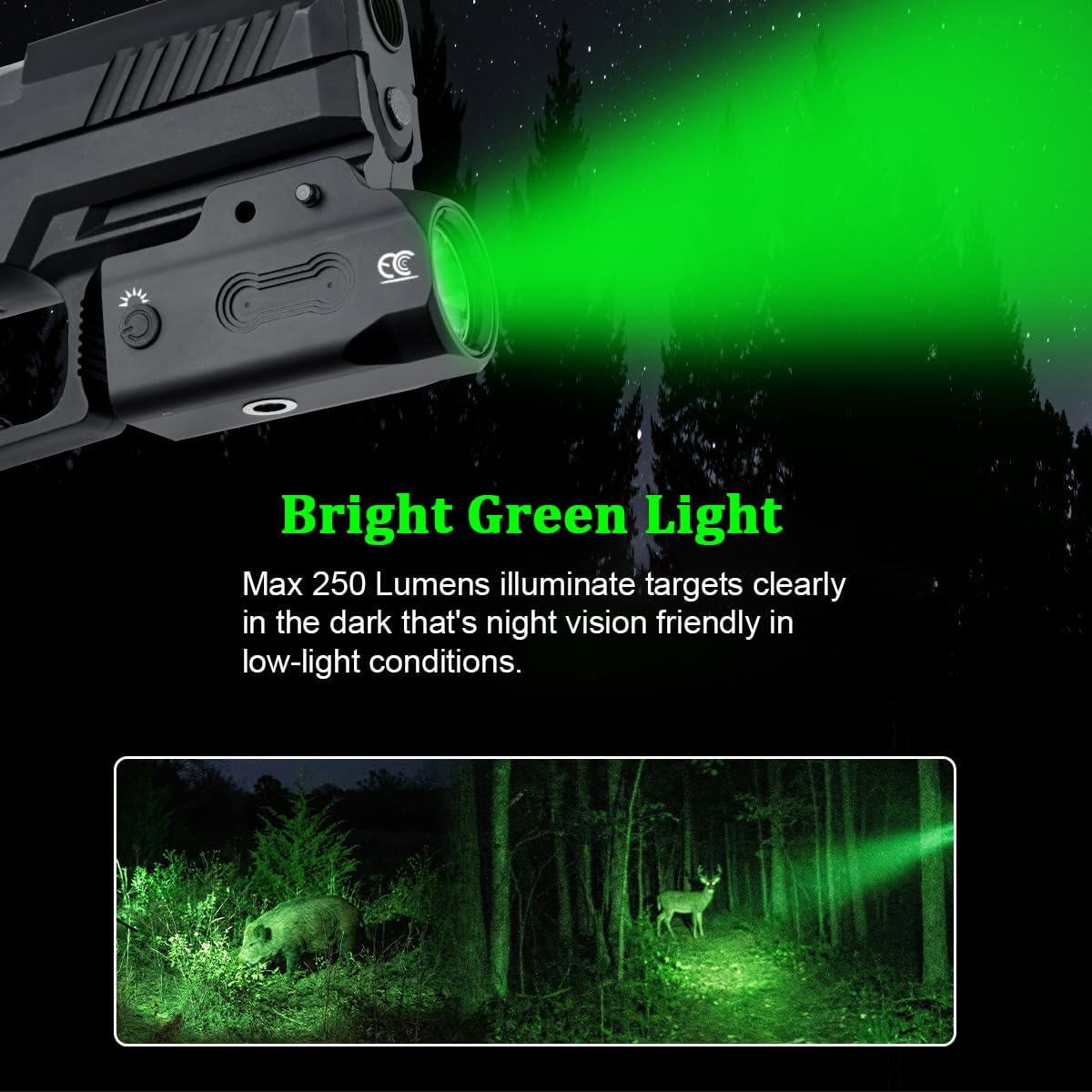 Tactical Flashlight Compact,Green Hunting Light,Magnetic Rechargeable for Pistol,Handgun,Shotguns,Airsoft,Picatinny Rail Mounted Accessories