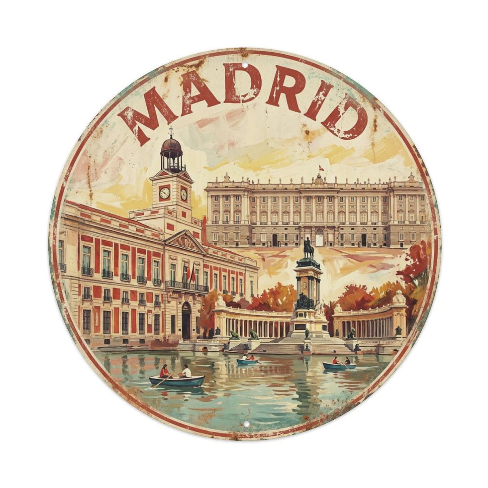 Vintage Travel Spain Madrid Metal Tin Sign
