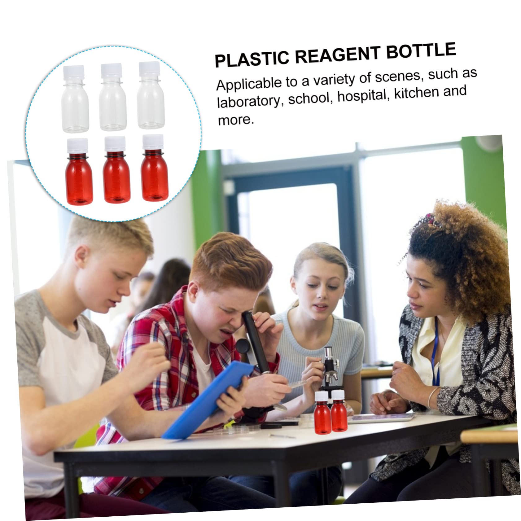 NAMOARLY 20pcs Graduated Reagent Bottle Chemical Graduated Bottle White The Pet Plastic Reagent Bottle Media Plastic Bottle