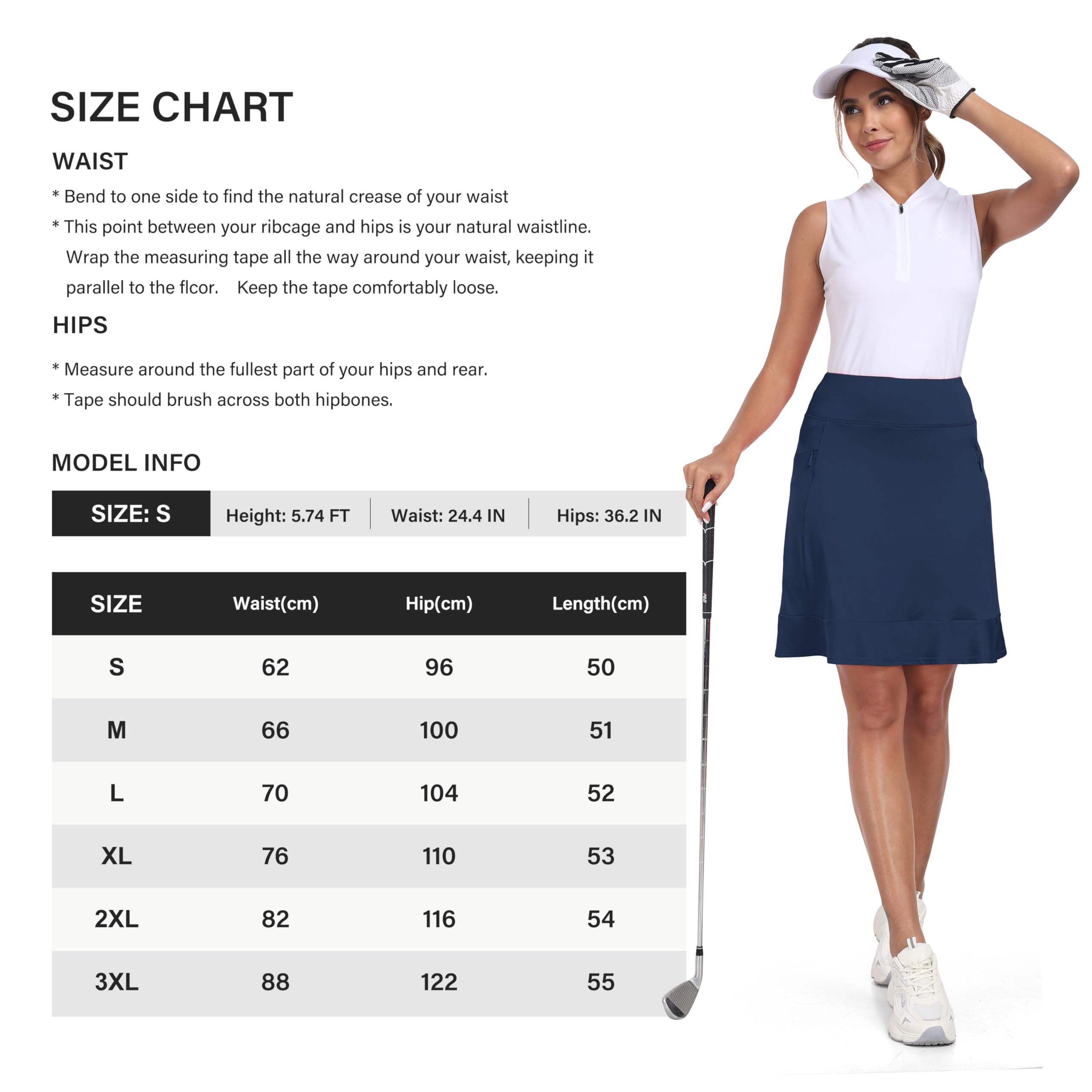 MoFiz Jupe de Tennis Femme avec Short intérieur, Athlétique Golf Skort Longueur Genoux, Jupe de Course été élastique Taille Haute