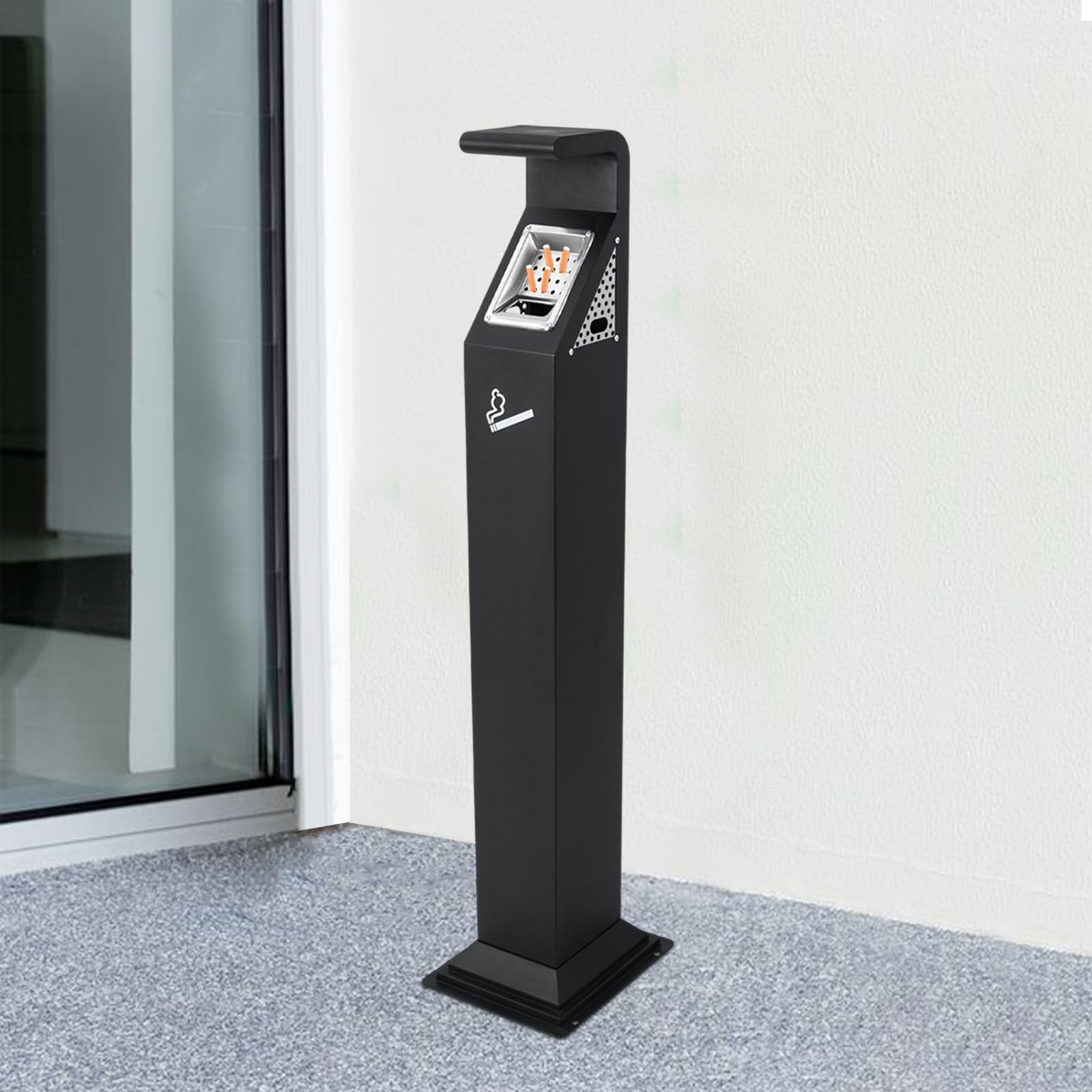 OUKANING Posacenere zincato da 118 cm, per esterni, con secchio interno estraibile e vassoio per ceneri, per uso commerciale, hotel e ristoranti