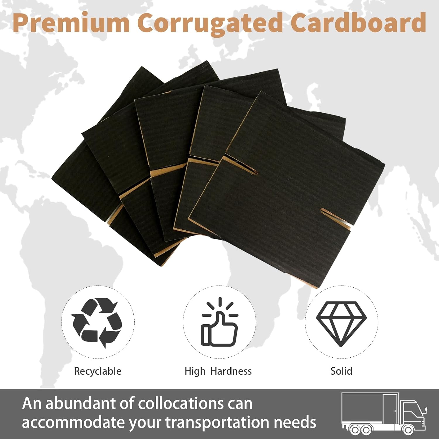 80 Pcs Shipping Boxes Black Corrugated Cardboard Packing Boxes for Packaging, Mailing, and Moving Small Business Storage (4x4x4 Inch)