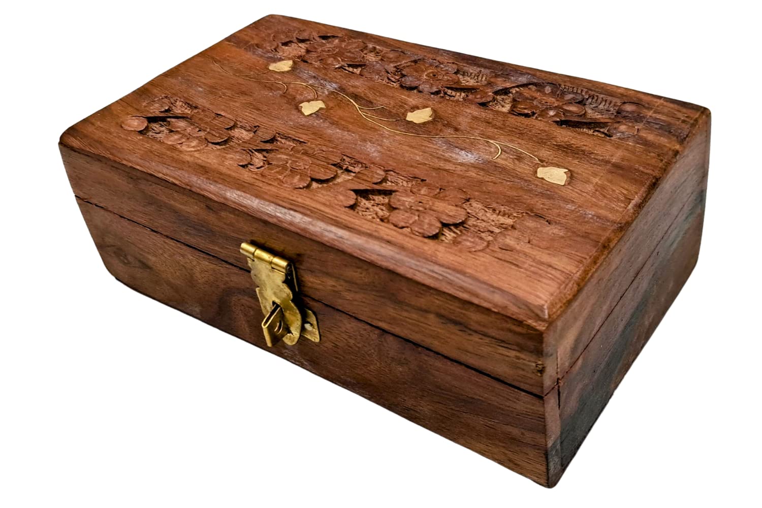 Arvore Bunkaar Handmade Wooden Jewellery Box for Women | Jewel Organizer with Hand Carvings | Gift box Items (Medium)