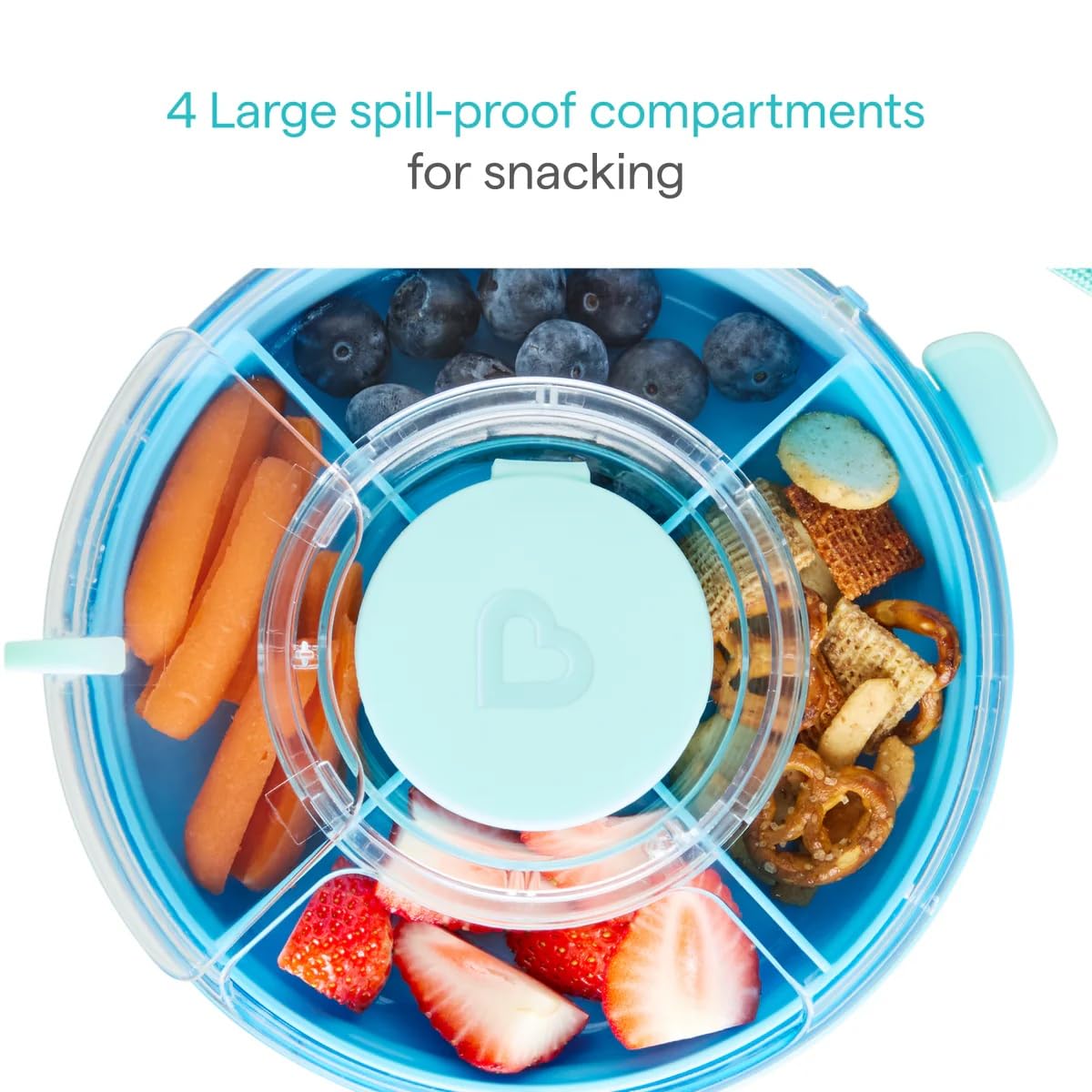 Munchkin Snack Wheel™ Pojemnik na przekąski dla dzieci 5 scomparti anti-perdita Lunch box podróżny Niebieski 24m+