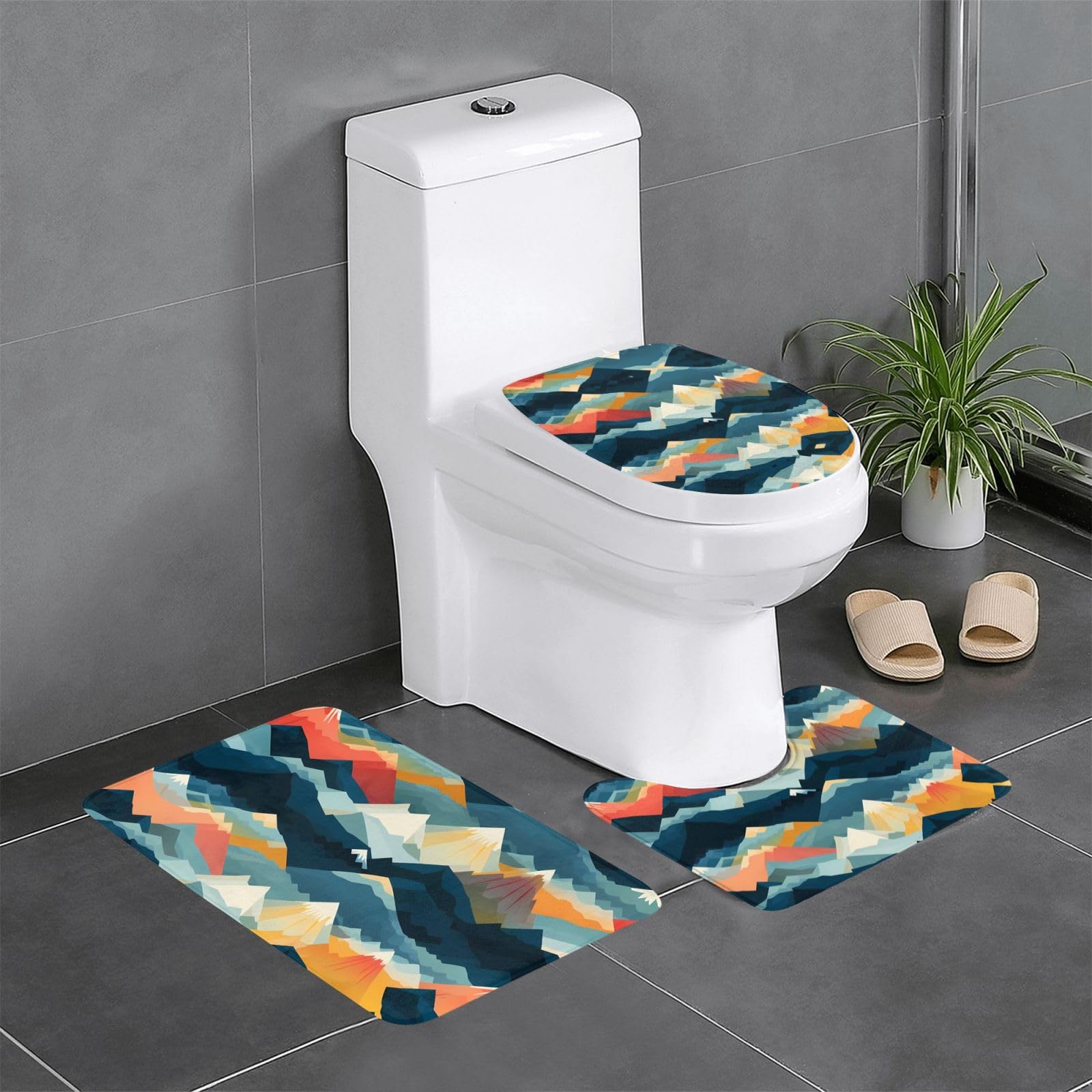 Tapis de salle de bain lot de 3 Beautiful Mountains antidérapant 61x40cm