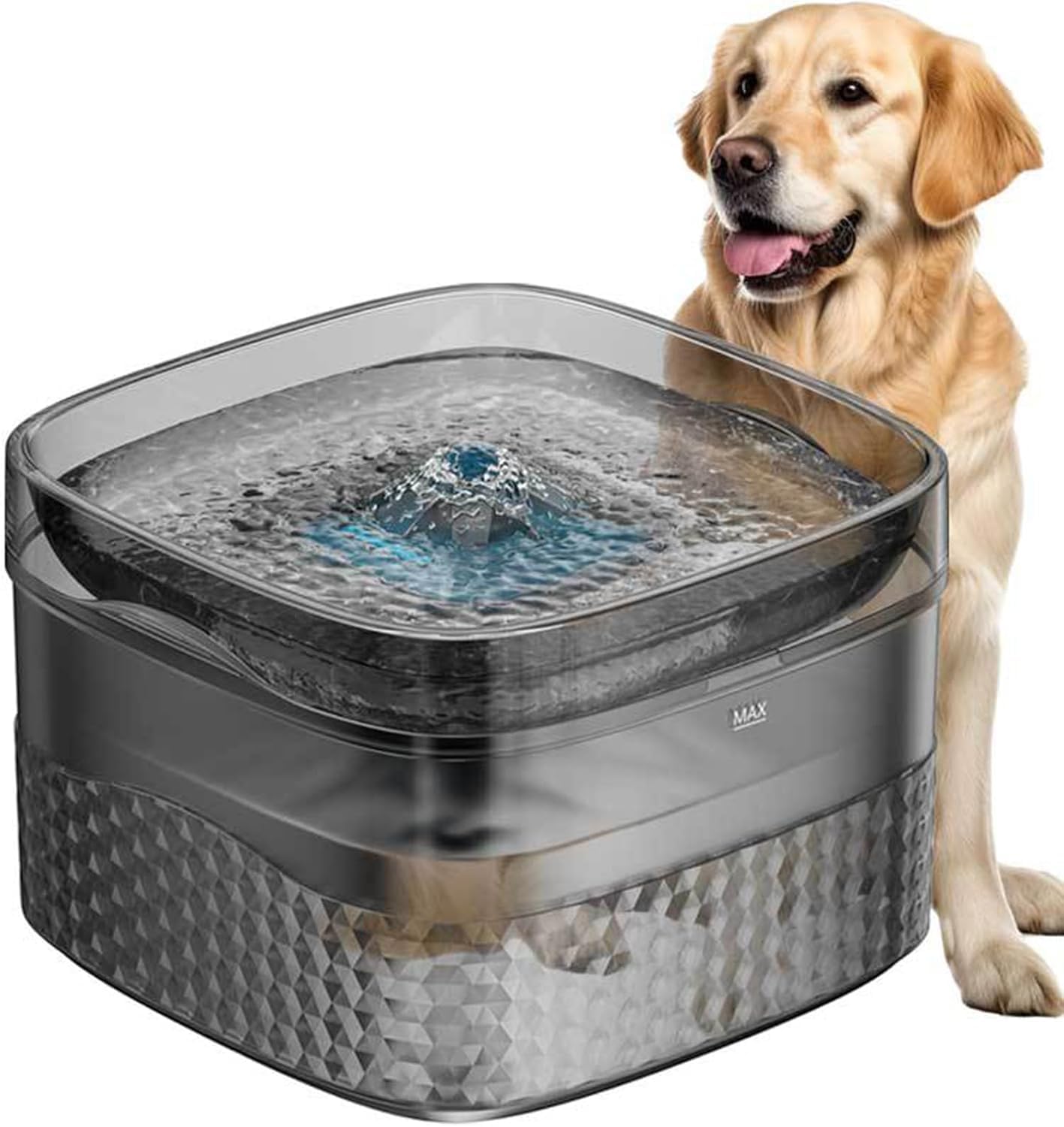 Fontanella per Cani di Grossa Taglia, Distributore Automatico d'Acqua per Animali Domestici da 304 Oz/2,4 Gal/9 L, Fontana per Gatti Ultra Silenziosa con 4 Filtri di Ricambio