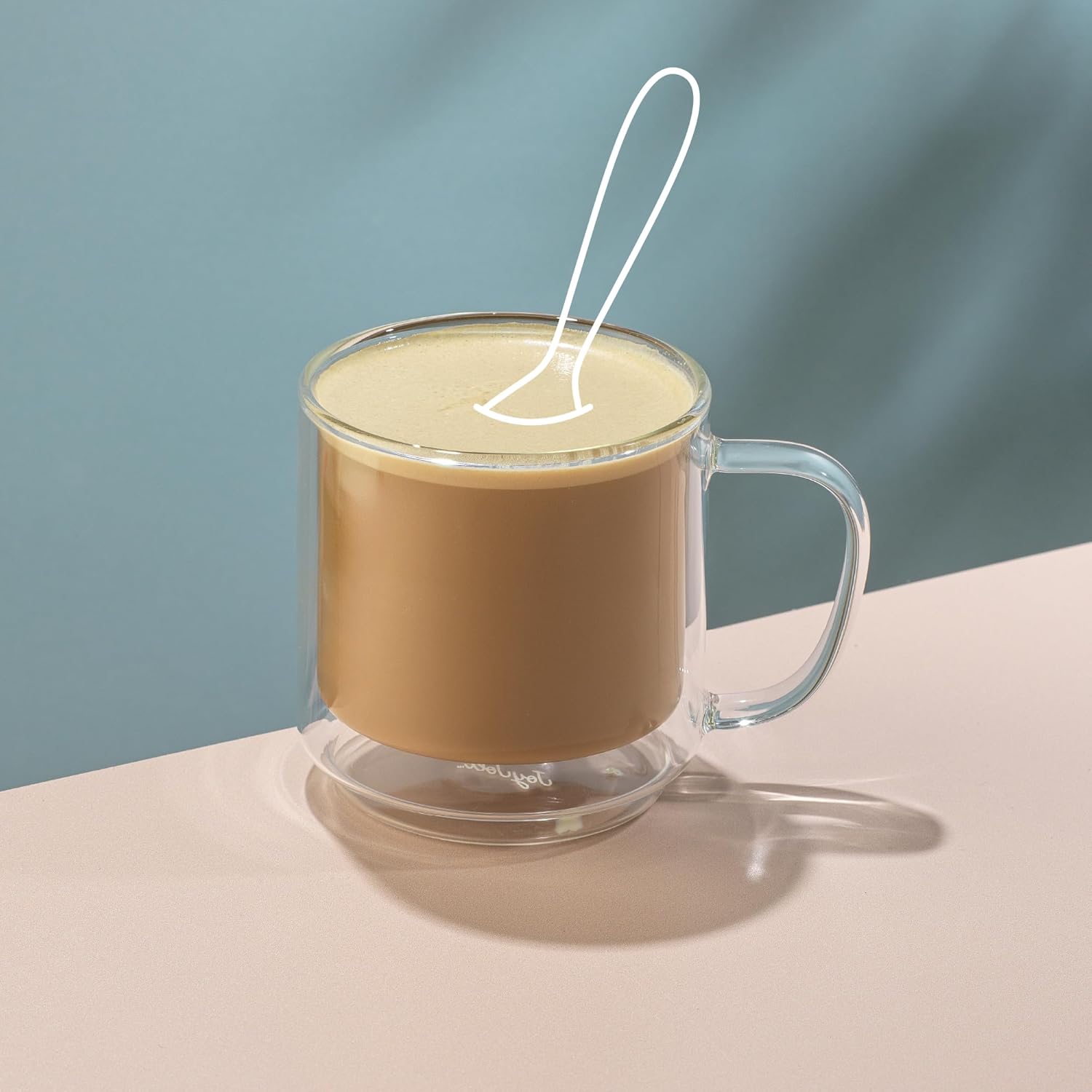 JoyJolt Haven Stackable Double Wall Glass Mugs, Set of 2 (13.5oz) Insulated Coffee Cups, Double Wall Glass Coffee Cups, Tea Cups, Latte Cups, Cappuccino Cups, Clear mugs set of 2 - Image 7