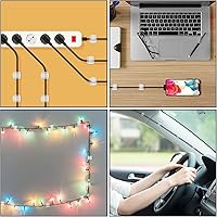 Vista 4 de 100 Pcs Cable Clips, Adhesive Cable Organizer Cord Holder Wire Clip Wire Management Self Adhesive Hooks Wire Holder for Office, Home(Transparent