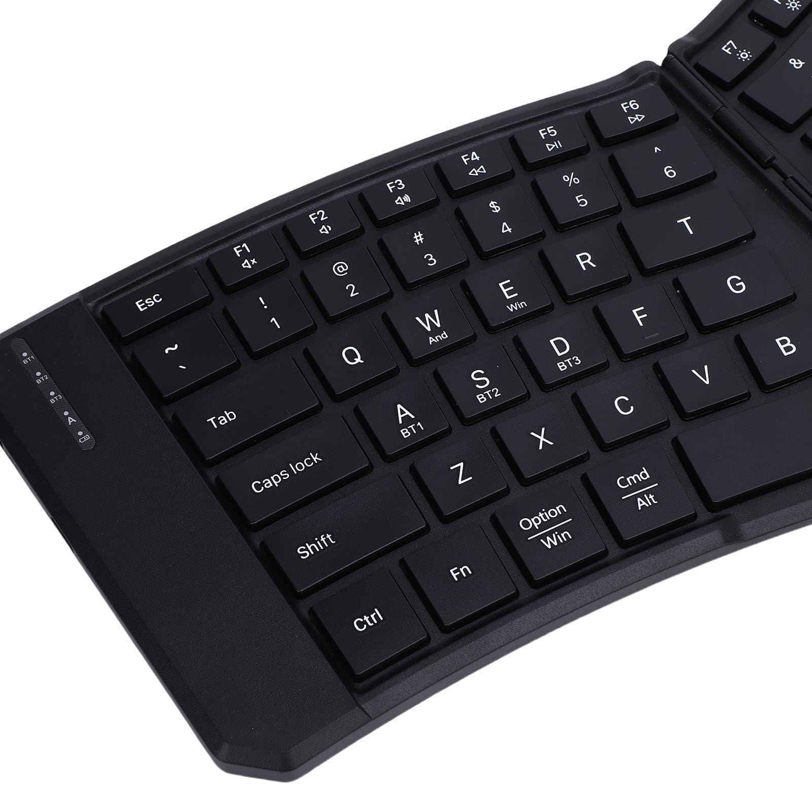GOWENIC Tastiera pieghevole ergonomica a 80 tasti, tastiera pieghevole portatile a forma di V wireless divisa ricaricabile ultra sottile 140 mAh compatibile con più sistemi operativi