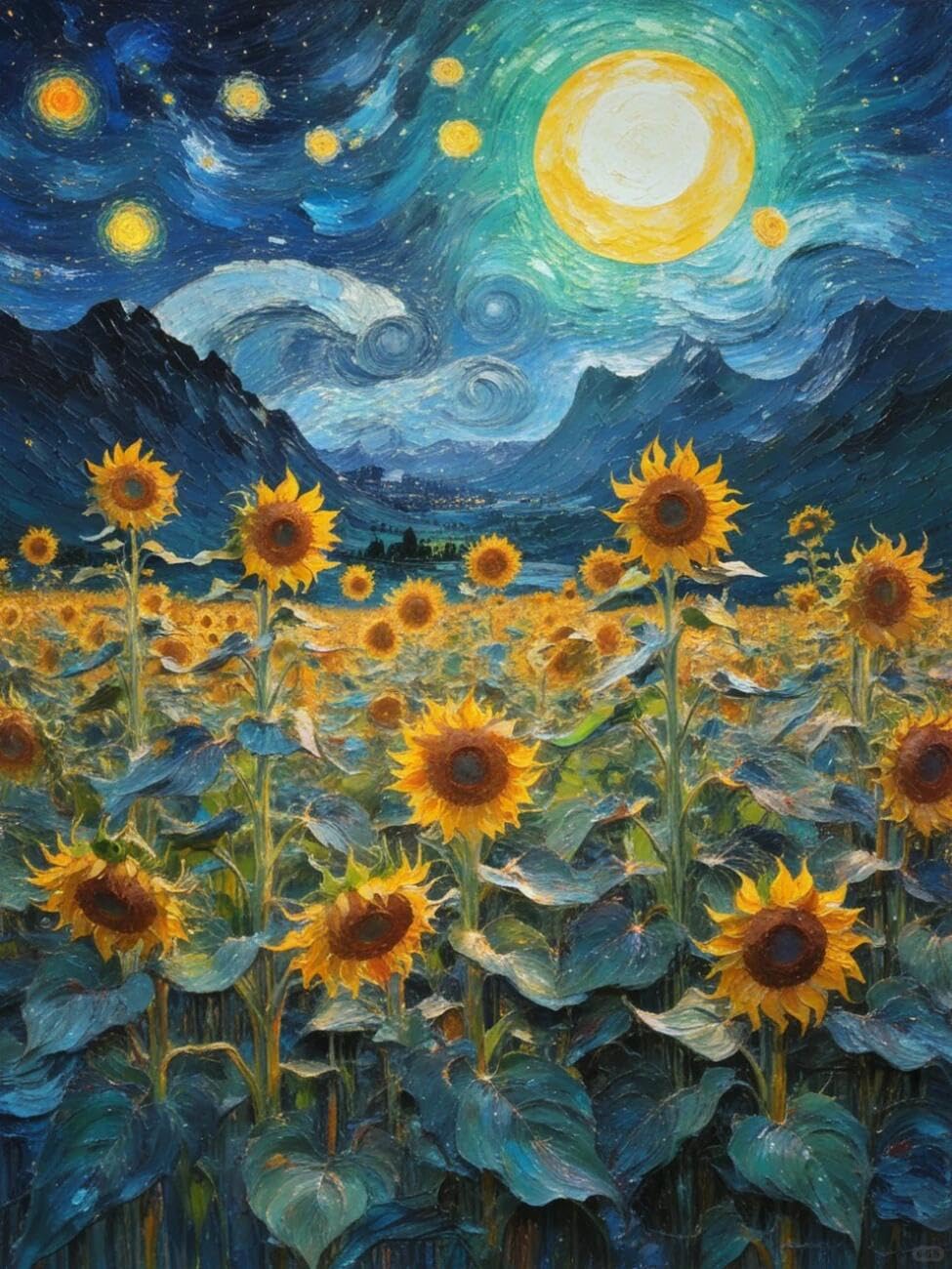 Henypt Cross Stitch Kits for Adults Fantasy Sunflower Flowers DIY Needlepoint Set for Beginners The Elderly with Accessories Home Wall Decoration 14CT 30x40cm