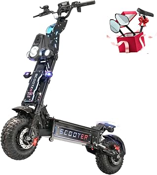 T90 Pro 72V10000W Electric Scooter for Adults, Dual Motor, 68 MPH Max Speed, Removable Battery, 14" Off-Road Tires, Music Light, Waterproof, 65 Mile Range, Fast E-Scooter