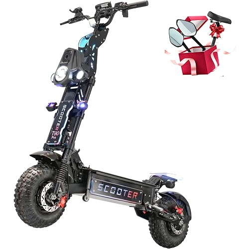 T90 Pro Electric Scooter Adults 10000W Dual Motor, 72V Removable Battery, 14” All Terrain Fat Tires, 65 Miles Range 68 MPH, Foldable Scooter