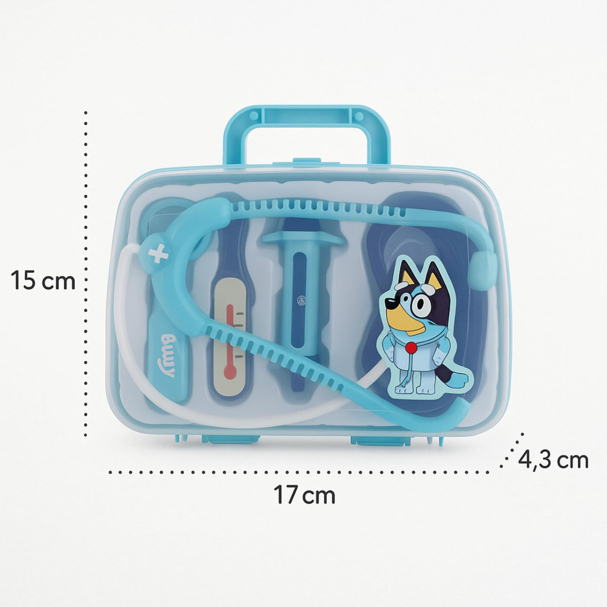 5 Pcs Bluey's Medical Case for Kids - Doctor Toy Set including Stethoscope, Thermometer, Syringe & More, Child-size - Image 3